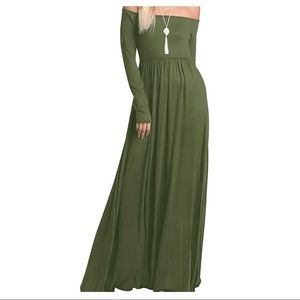 Off Shoulder Maxi Long Dress with Pocket